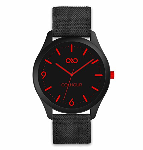 Colhour Watches - Reloj de Pulsera Unisex con Correa de Tela Vancouver Red '18 (Rojo), diseñado y Creado en ESPAÑA y Mecanismo japonés Miyota by Citizen