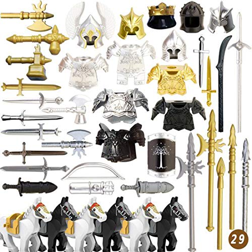 ColiCor 49St. Set de Armas Personalizadas para Caballeros y Soldados Medievales de la policía Minifiguras del Equipo SWAT , Coinciden con el Lego