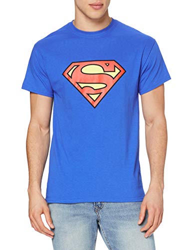 Collectors Mine - Camiseta de Superman con Cuello Redondo de Manga Corta para Hombre, Talla S, Color Azul