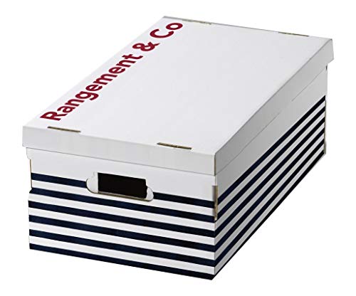 Compactor Bleu Rangement & CIE Ran5374 Marinière-Juego de 3 Cajas de cartón Ondulado, Blanco/Azul, 52 x 29 x 20 cm, cartón, Applicable