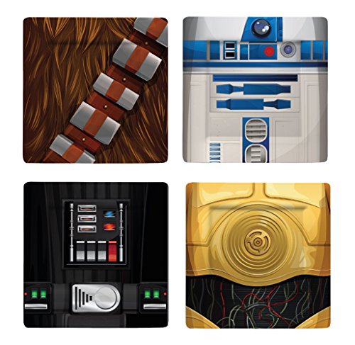 Conjunto de 4 Platos con Personajes Clásicos de Star Wars Chewbacca, R2-D2, C-3PO y Darth Vader