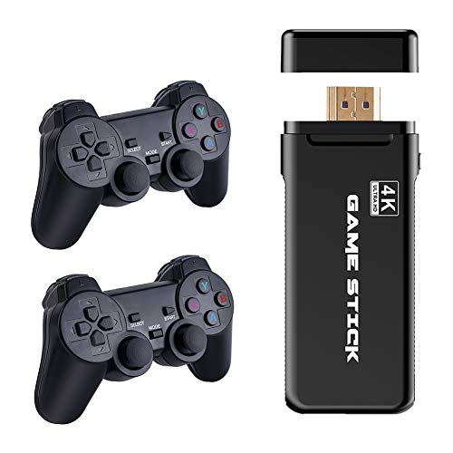 Consola de Juegos inalámbrica USB, Consola de Videojuegos 4K HDMI Mini Game Stick, Mini Controlador Retro de 8 bits Salida HDMI Reproductor Dual Integrado 10000 Juegos clásicos