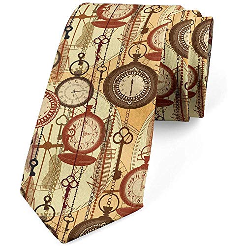 Corbata, relojes nostálgicos de estilo retro, marrón rojo amarillo