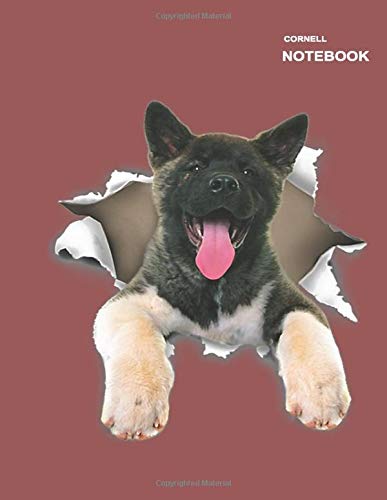 Cornell Notebook: Dog notebook party favor, 110 pages [55 sheets], 8.5" x 11" (Letter), Akita Torn Dog Inside Hole Dog Mid Torn Cover Design.