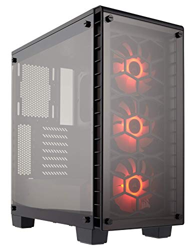 Corsair Crystal 460X RGB - Caja de PC, Mid-Tower ATX compacto, ventana lateral cristal templado con ventilador, iluminación RGB LED, Negro