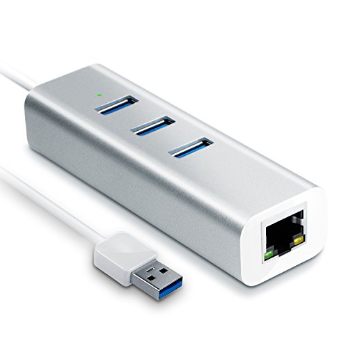 CSL - Distribuidor USB 3.0 DE 3 Puertos y 1 Puerto Ethernet RJ45 Gigabit - hasta 5Gb s Super Speed - Divisor de 3 Puertos - PC y Mac - Portátil Tableta - Sin Controladores - Aluminio