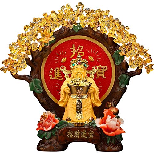 CZXKJ Árbol del Dinero Bonsai Feng Shui Cristales Amarillos árbol Dinero Envuelto en Feng Shui Suerte Figura de Resina Base Bonsai árbol del Dinero for la abundancia y la Suerte Árbol del Dinero