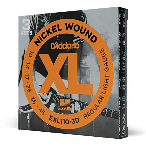D'Addario EXL110-3D - Juego de cuerdas para guitarra eléctrica de acero y níquel (pack 3 juegos)