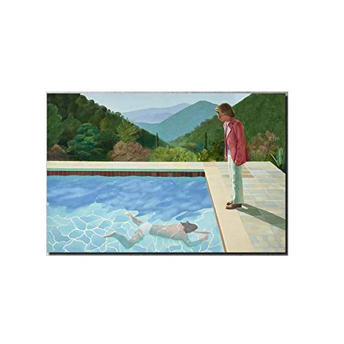 David Hockney Poster Piscina con Dos Figuras Lienzo ImpresióN Pintura Realismo Pared Arte Moderno Arte Salon HabitacióN Decoracion Pared Cuadro 40x65cm No Marco