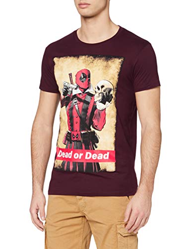 Deadpool T-Shirt Camiseta, Burdeos, M para Hombre