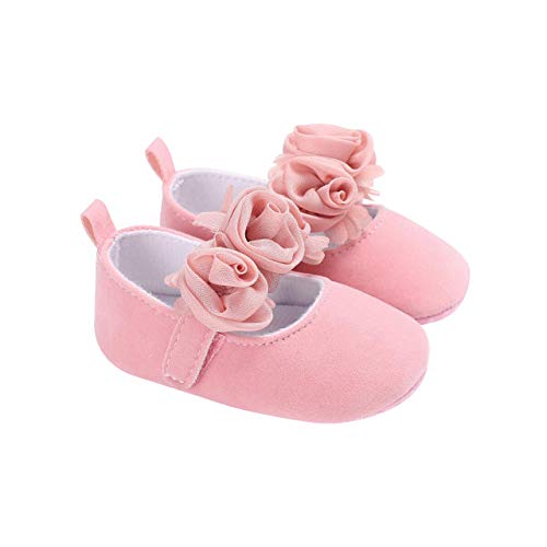 DEBAIJIA Bebé Niña Zapato de Fiesta Princesa con Cinta Mágica para 6-18 Meses Niños Recién Nacido Primeros Pasos Zapatos de Cuero Moda Casual Antideslizante Suave Suela Primavera Flor