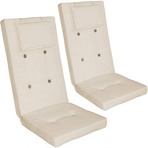 Detex Juego de 2 cojínes Crema para sillas con Respaldo y Almohadilla Asiento Extra Acolchado cómodo Set de almohadones