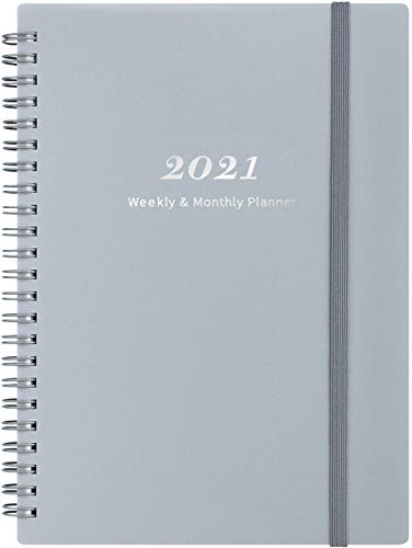 Diario 2020-2021 - Planificador semanal y mensual de 6.25 "x 8.3" de julio de 2020 a junio de 2021, cierre elástico y papel grueso, bolsillo trasero con 21 páginas de notas