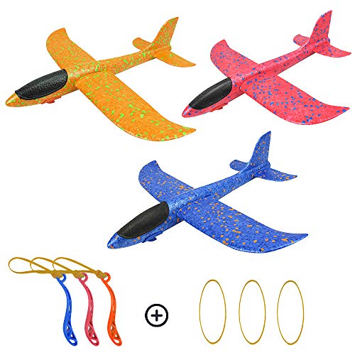 Diealles Shine Avión Planeador, 3 Pcs Planeador de Juguete para niños, Deportes al Aire Libre Volar Juguete 35cm