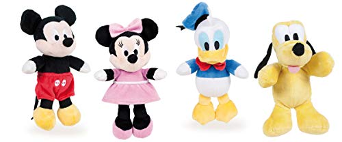 Disney Famosa Softies - 7'87"/20cm Peluche Mickey Minnie Donald Pluto - Calidad Super Soft (Set 4 Peluches Mickey+Minnie+Pluto+Donald)