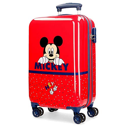 Disney Happy Mickey Maleta de Cabina Rojo 34x55x20 cms Rígida ABS Cierre combinación 32L 2,5Kgs 4 Ruedas Dobles Equipaje de Mano