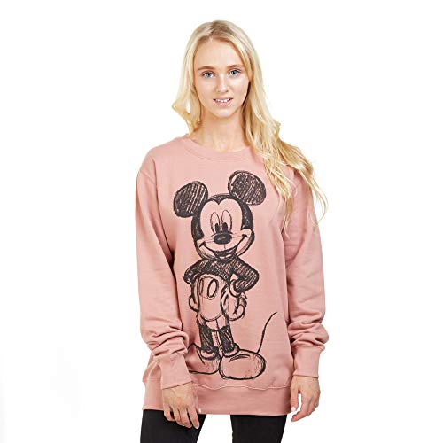 Disney Mickey Forward Sketch Sudadera, Rosa (Dusty Pink Ltpk), 42 (Talla del Fabricante: Large) para Mujer
