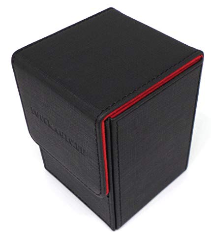 docsmagic.de Premium Magnetic Flip Box (100) Black/Red + Deck Divider - MTG PKM YGO - Caja Negra/Roja