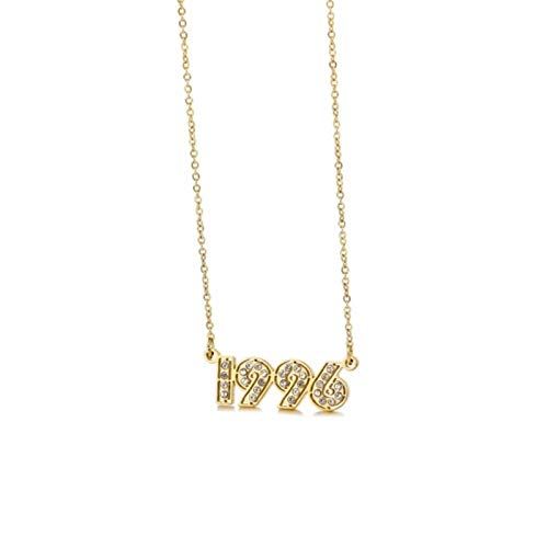 DOOLY Número de año de Acero Inoxidable Collares Personalizados para Mujeres Hombres Cadena Personalizada Rhinestone Colgante Año Regalo de cumpleaños 1970 a 2000