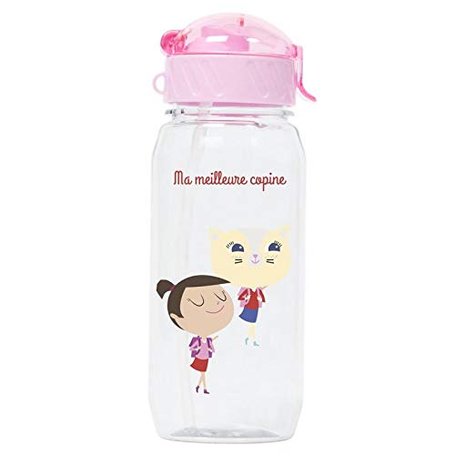 Draeger – Botella para niños con pajita, reutilizable, sin BPA, apta para lavavajillas