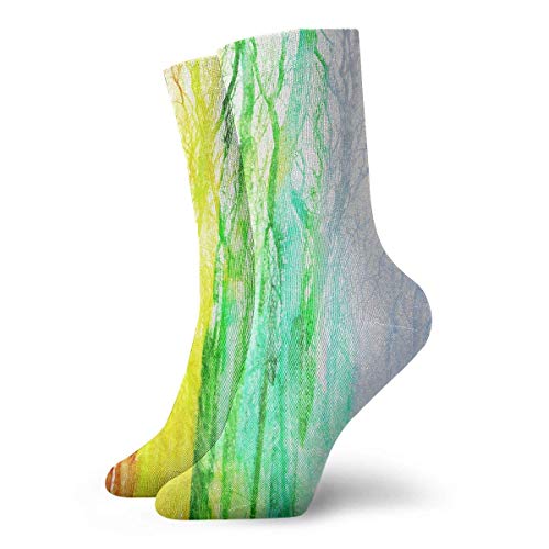 Drempad Luxury Calcetines de Deporte Abstract Watercolor Woods Adult Short Socks Cotton Gym Socks for Mens Womens Yoga Hiking Cycling Running Soccer Sports