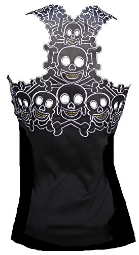d'Rockabilly Punk Rock Baby - Camiseta de tirantes para mujer, diseño de calavera caníbal Tiki Negro Negro ( S