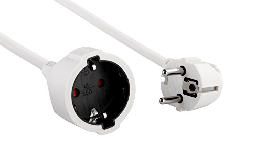 Electraline 900029 Prolongador toma Schuko, 3G1,5 mm², color blanco, Cable 5 m