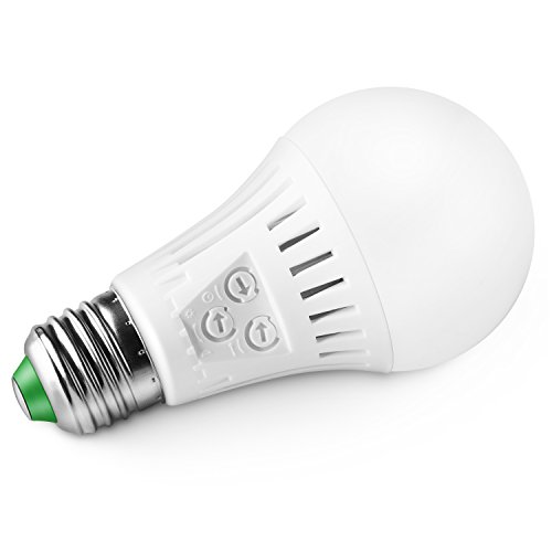 Elrigs Bombillas de sensores de movimiento, E27, 7W LED (equivalente a 60W), luz blanca cálida(3000k), sensibilidad de movimiento, configuración de tiempo y luz ajustables