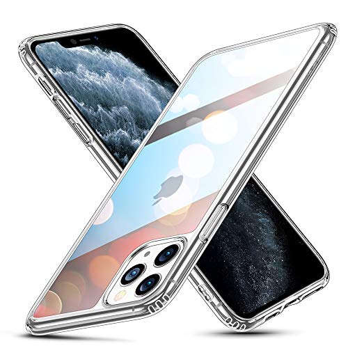 ESR Funda iPhone 11 Pro, Carcasa Protectora de Cristal Templado con Tapa Trasera, Dureza 9H, Marco de TPU Flexible para Choques, Absorción de Golpes para iPhone 11 Pro (2019) 5,8, Transparent.