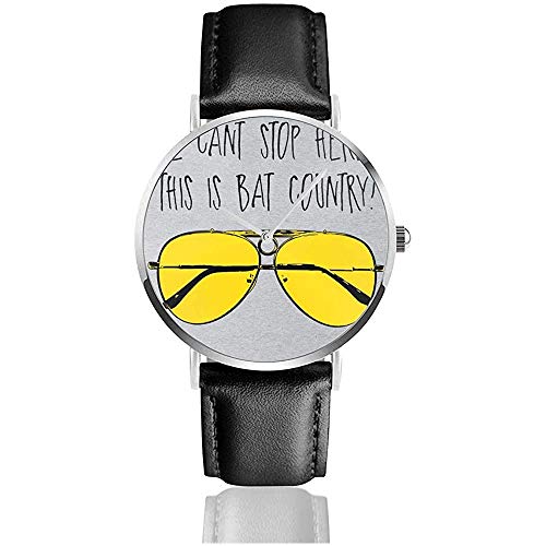 Este es Bat Country Fear and Loathing en Las Vegas Watches Reloj de Cuero de Cuarzo con Correa de Cuero Negra para Regalo de colección