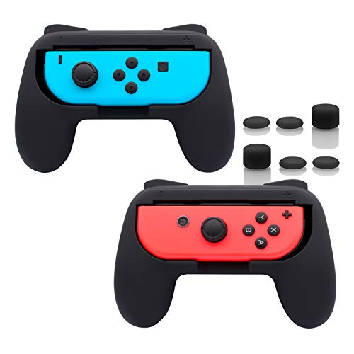 FASTSNAIL Puños compatibles con Nintendo Switch Joy-Con, kit de mango resistente al desgaste compatible con controladores Switch Joy Cons, 2 unidades (negro)