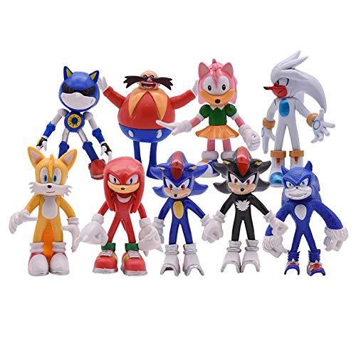 Figura de Sonic 9 unids/lote figura sónica de Pvc juguete Boom raro Dr Eggman Shadow Pvc modelo de juguete Sonic Shadow Tails regalo de niños 5 ''
