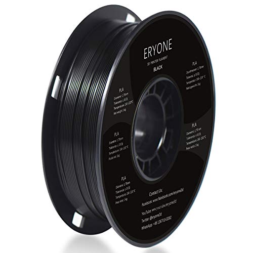 Filamento PLA 1.75mm, Eryone PLA Filamento de PLA para impresión 3D, 1kg 1 Spool，Negro