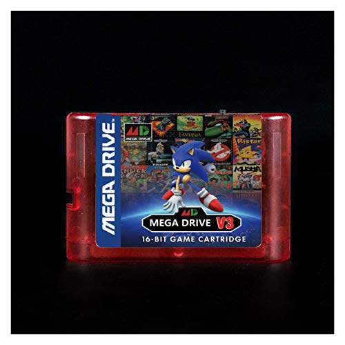 Flowing CHENZHEN Ajuste para KY Technology MD V3 Pro Actualizado 1200 en 1 EDMD V3 Cartucho de Juego Fit para EE. UU. / Japón/European Sega Genesis MEGADRIVE Console (Color : MD Label Clear Red)