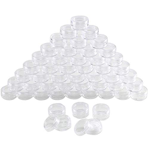 FOGAWA 50pcs Mini Vaso Cosmetico di Plastica Vasetti Trasparente Contenitori Cosmetici Vuoti 5 ml / 5 g per Viaggio Mini Barattolo Cosmetici per Crema Balsamo Labbra Campione Artigianato