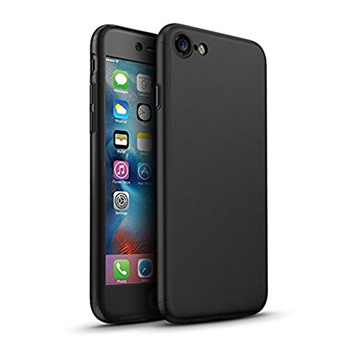 Funda iPhone 7 360 Grados Integral para Ambas Caras + Protector de Pantalla de Vidrio Templado,[ 360 ° ] [ Negro ] [ Not Reveal Apple Logo ] Case/Cover/Carcasa iPhone 7 (iPhone 7 4.7inch, Negro)
