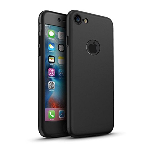 Funda iPhone 7 Plus 360 Grados Integral para Ambas Caras + Protector de Pantalla de Vidrio Templado,[ 360 ° ] [ Negro ] Case/Cover/Carcasa iPhone 7 Plus (iPhone 7 Plus 5.5inch, Negro)