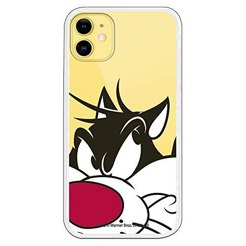 Funda para iPhone 11 Oficial de Looney Tunes Silvestre Silueta Transparente para Proteger tu móvil. Carcasa para Apple de Silicona Flexible con Licencia Oficial de Warner Bros.