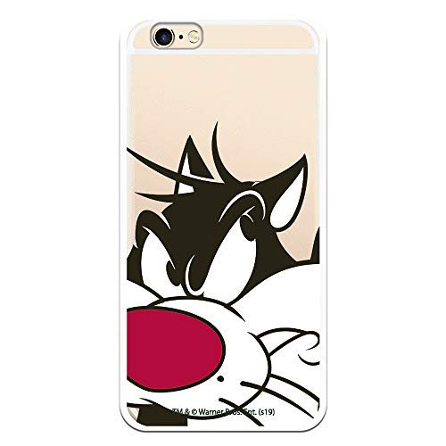 Funda para iPhone 6-6S Oficial de Looney Tunes Silvestre Silueta Transparente para Proteger tu móvil. Carcasa para Apple de Silicona Flexible con Licencia Oficial de Warner Bros.