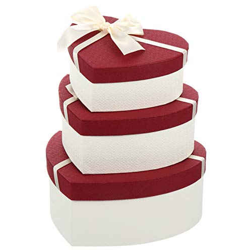 GARNECK Cajas de Regalo en Forma de Corazón de 3 Piezas con Cinta de Cubierta para Bodas Día de San Valentín Rojo Beige