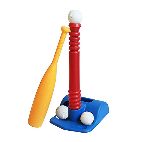 Gebuter Baseball Toy T-Ball Set for Toddlers Kids Baseball tee Game Toy Set Includes 2 Balls Adjustable T Height Improve Batting Skills