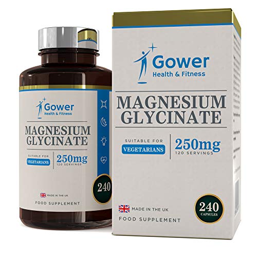 Glicinato de Magnesio 250mg - 240 Cápsulas Vegetarianas (2 MESES DE SUMINISTRO) - Alta Biodisponibilidad de Magnesio - Fabricado en UK en instalaciones con licencia ISO - Reembolso Garantizado