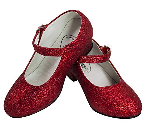 Gojoy shop- Zapato con Tacón de Danza Baile Flamenco o Sevillanas para Niña y Mujer, 5 Colores Disponibles (P-Rojo, 25)