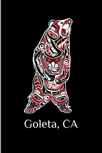Goleta, CA: California Native American Indian Brown Grizzly Bear Gift Medium Ruled Lined Notebook - 120 Pages 6x9 Composition