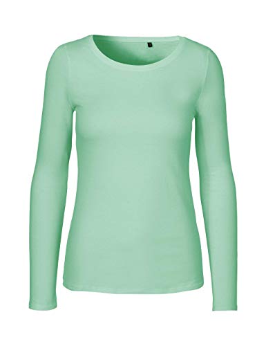 Green Cat - Camiseta de manga larga para mujer, 100% algodón orgánico. Certificado Fairtrade, Oeko-Tex y Ecolabel verde menta XL