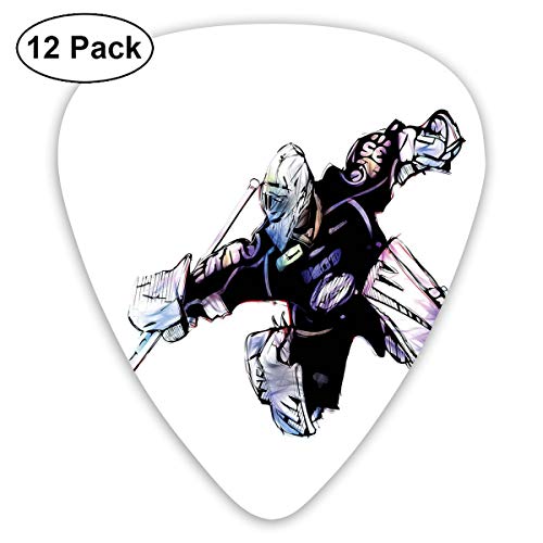 Guitar Picks12pcs Plectrum (0.46mm-0.96mm), Goalkeeper In Hand Drawn Style With Protective Gear In A Competitive Game,For Your Guitar or Ukulele