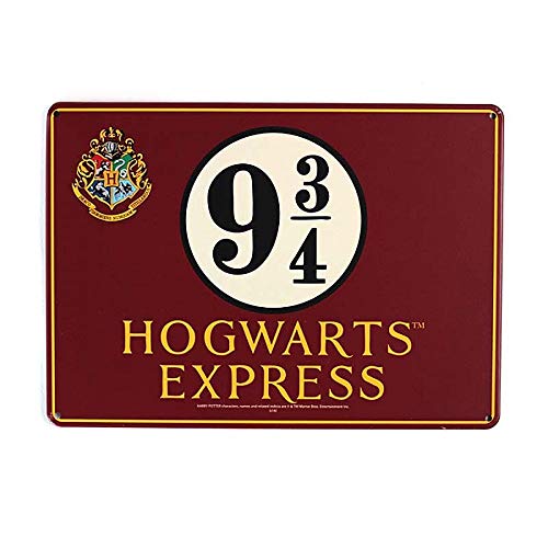 HARRY POTTER Chapa Metalica Peque Hogwarts Express, Rojo Blanco y Negro, A5