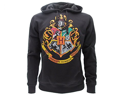 Harry Potter Sudadera con Capucha Hoodie Simbolo de Colegio DE Hogwarts Simbolo 4 Casas - 100% Oficial Warner Bros (M Medium)