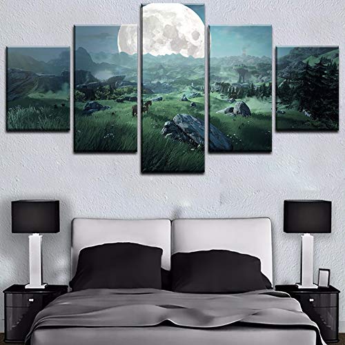 Hd decoración del hogar lienzo 5 piezas la leyenda de zelda imágenes juego pintura pared arte impresiones cartel modular para sala de estar 80x150cm