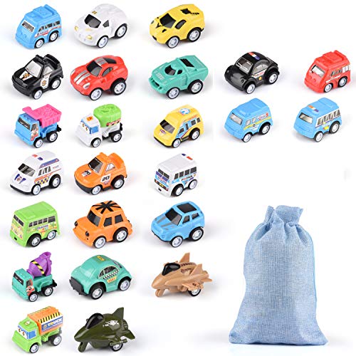 Herefun 24 Pcs Mini Coches Vehículo de Juguete, Tire hacia Atrás Coches Educativo Juguete, Coches de Carreras Juegos Vehículos, Conjunto de Juguetes para Niños Niñas (B)